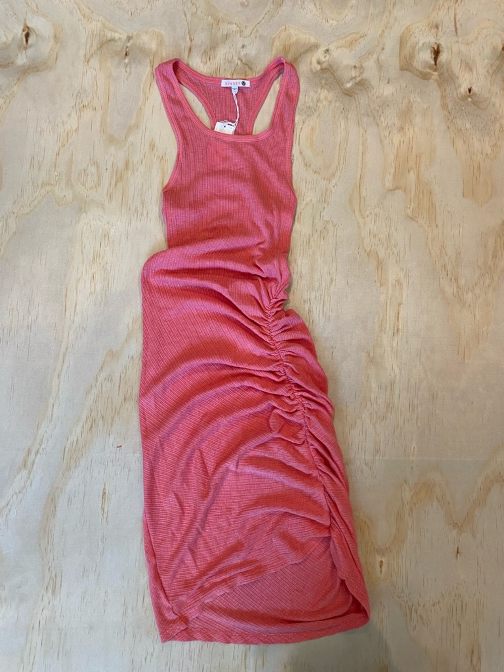 Sundry Ribbed Racerback Midi Dress - Coral